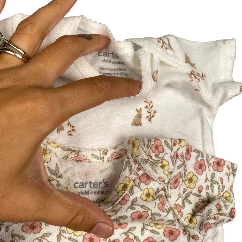 Newborn Baby‎ Bundle: Carter's Cloud Island Bodysuits & Sleepsuit 0-3M Floral